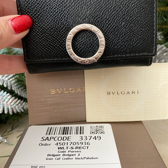 Bvlgari Black Calf Leather Clip Coin Purse NIB - Picture 9 of 9